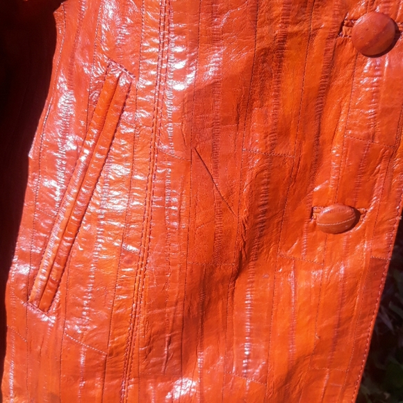 70s 80s vintage Eelskin Caramel Jacket Xs Small - Picture 4 of 8